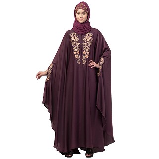 Designer Irani Kaftan with embroidery work- Wine